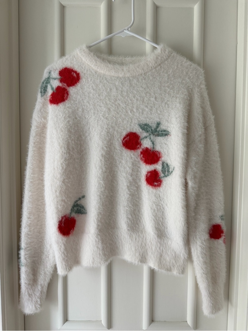 Major Label Group Crewneck Sweater with Red Cherry Motif